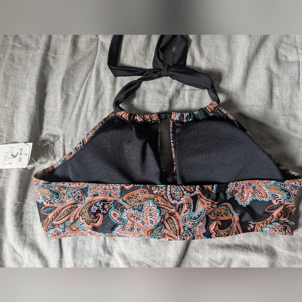 Paisley Halter High Neck Bikini Top 1X‎ NWT